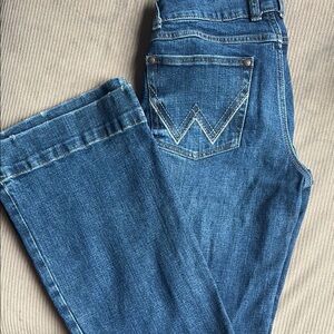 Wrangler Blue Straight Leg Jeans with Classic Stitching